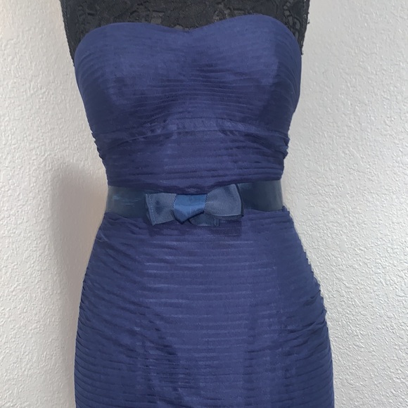 JS collection shirred belted rosette gown - Picture 4 of 6